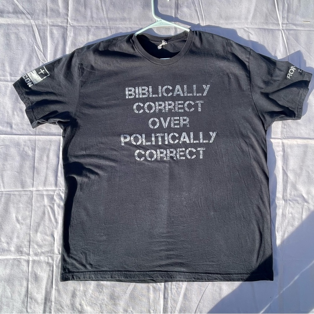 Biblically Correct Over Politically Correct Men’s Size XXL, Black T-Shirt GUC